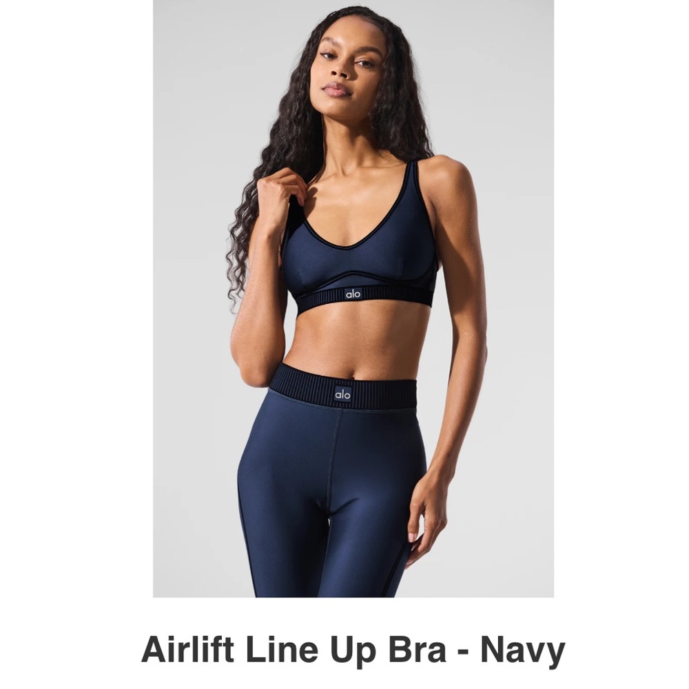 ALO Yoga Blue Sports Bra Moisture-Wicking Racerback